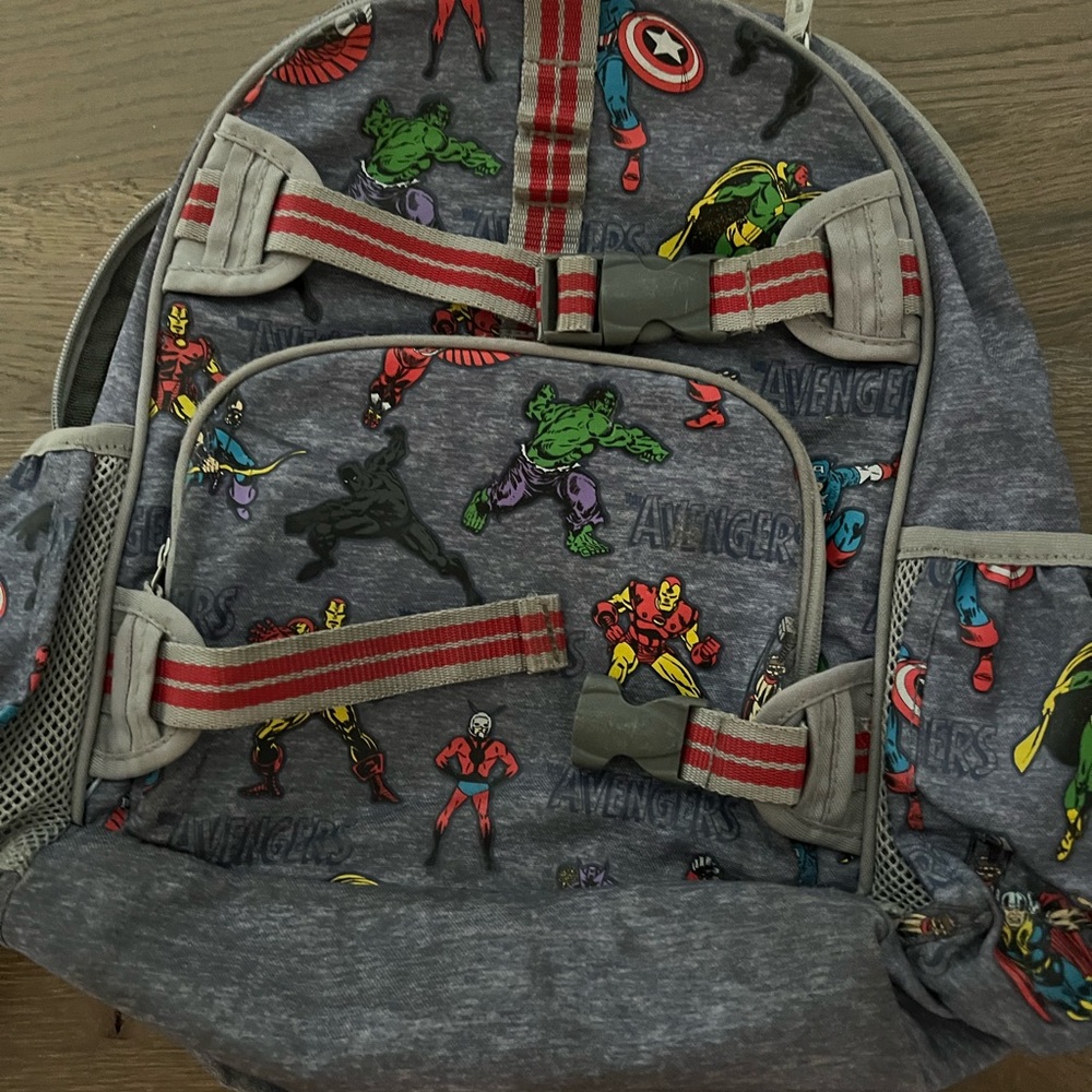 Pottery Barn Kids Superhero Backpack - Gray and Red Large